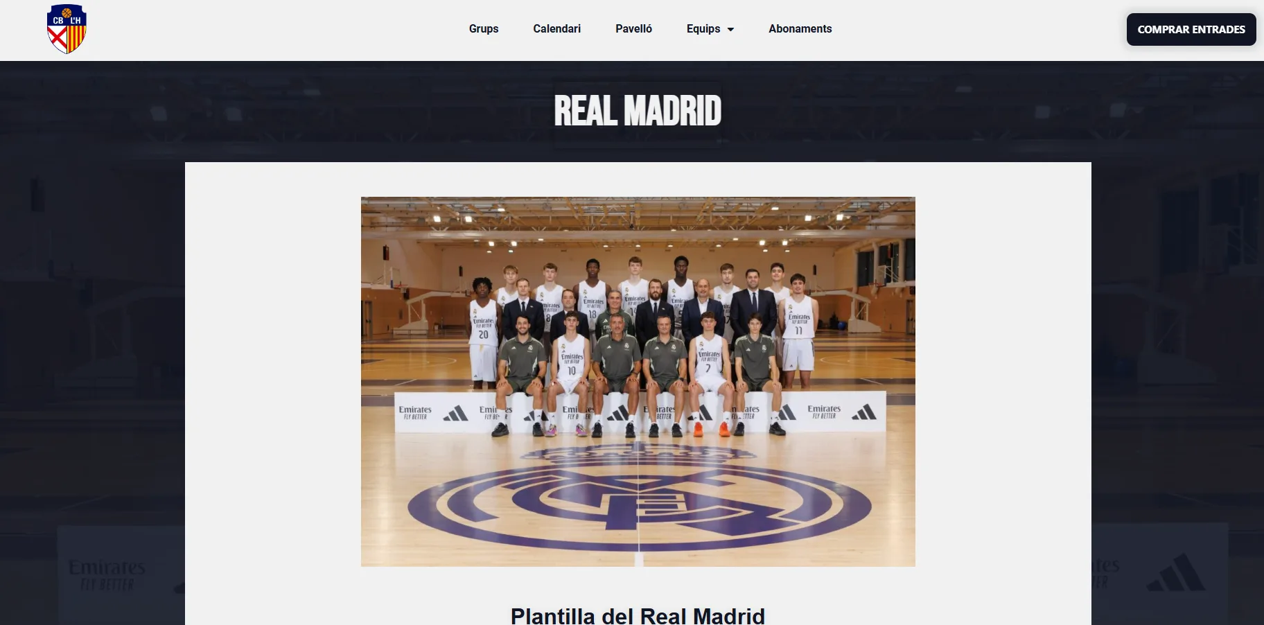 Página del Real Madrid en la web del torneo, con la foto oficial de la plantilla junior Página del Real Madrid en la web del torneo, con la foto oficial de la plantilla junior